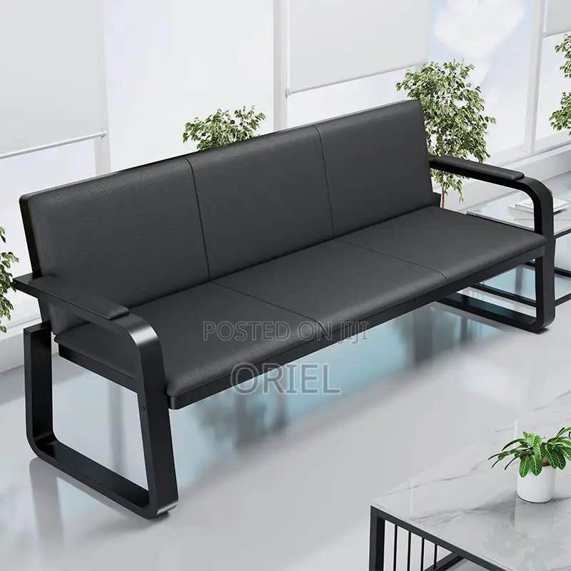 Waiting Sofa : 5-Seater Leather Padded Reception Sofa-Set