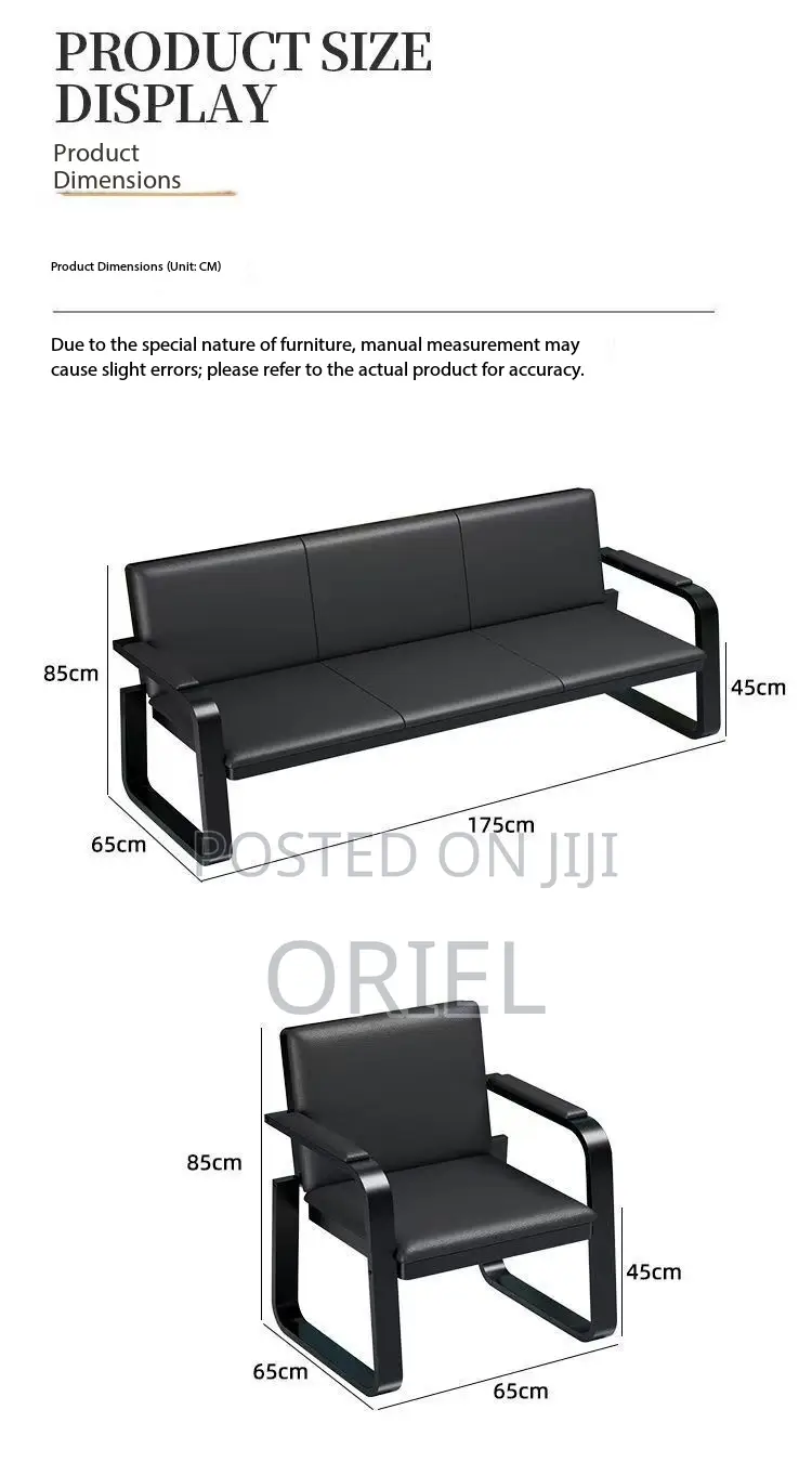 Waiting Sofa : 5-Seater Leather Padded Reception Sofa-Set