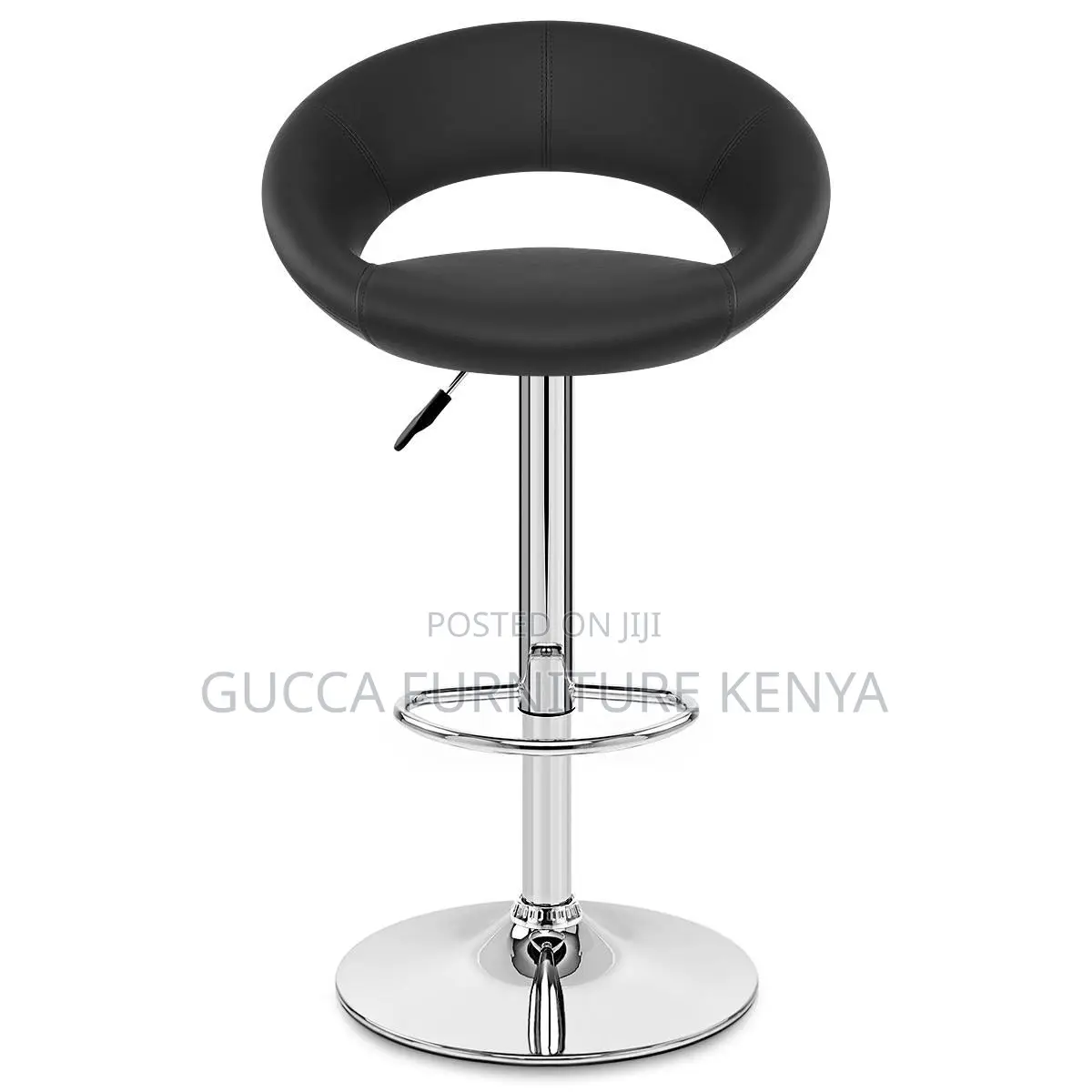 Leather Round Adjustable Counter Bar Stool