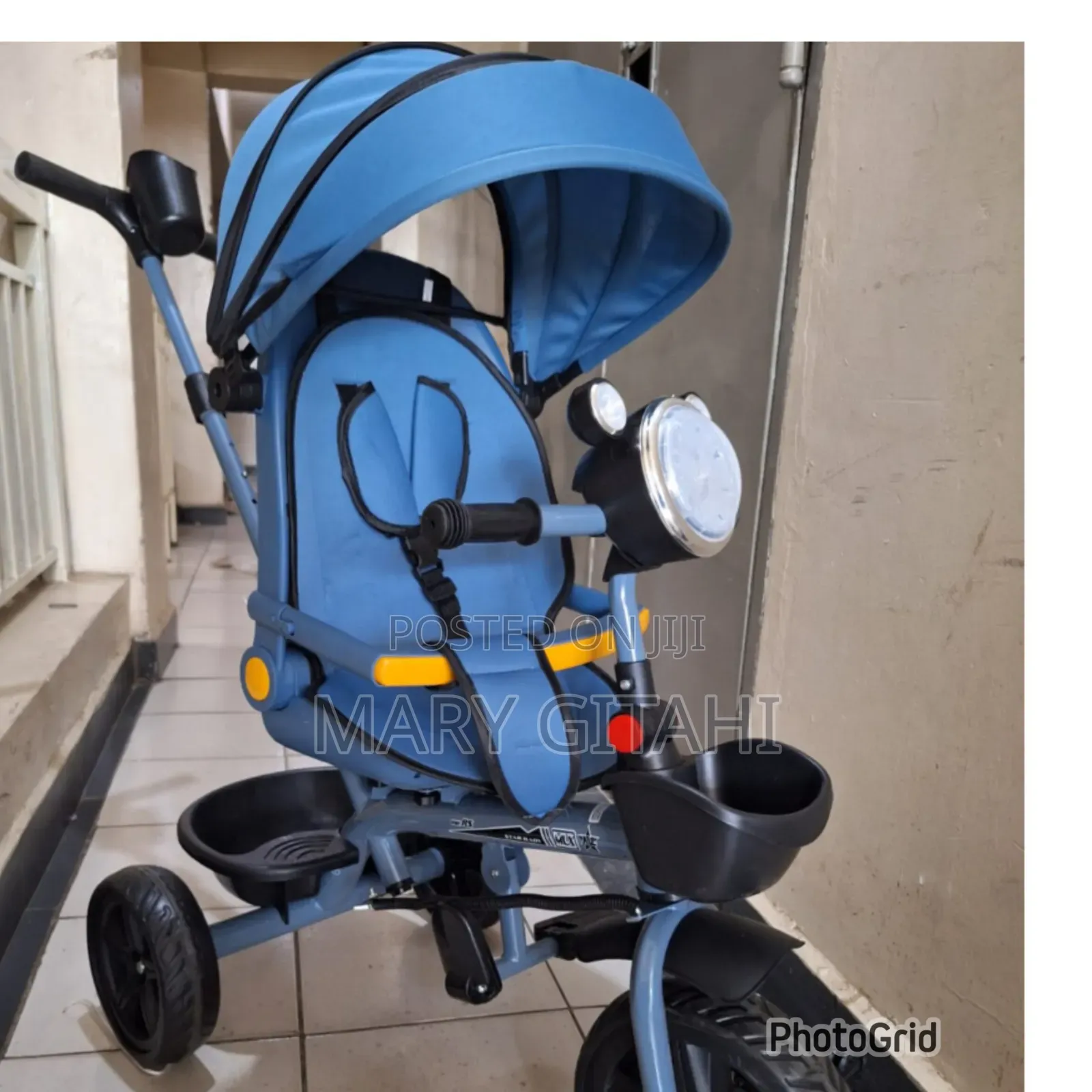 Tricycle With Push Handle And Sun Protector