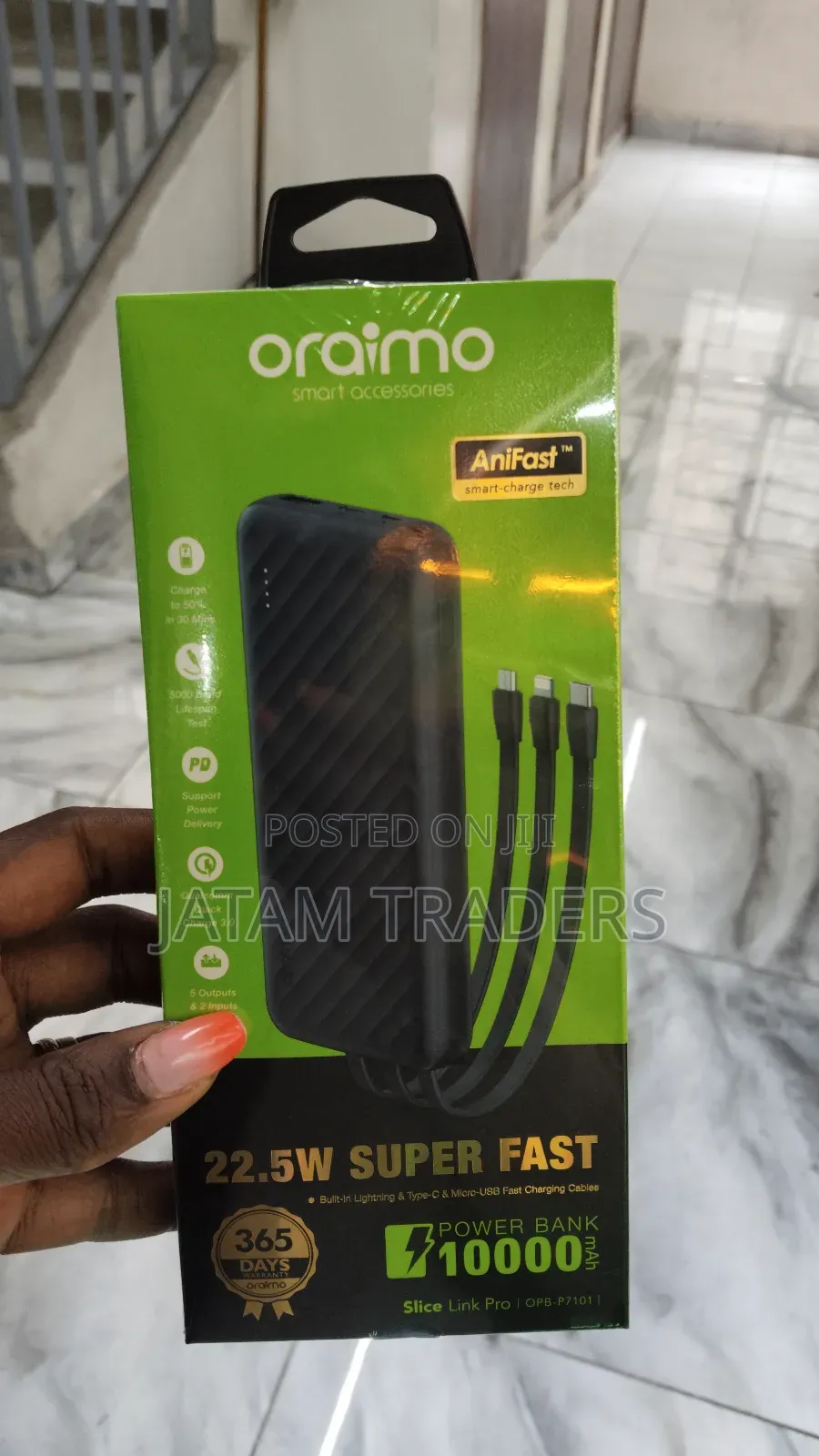 Oraimo Power Bank 10000mah, 22.5 Watts
