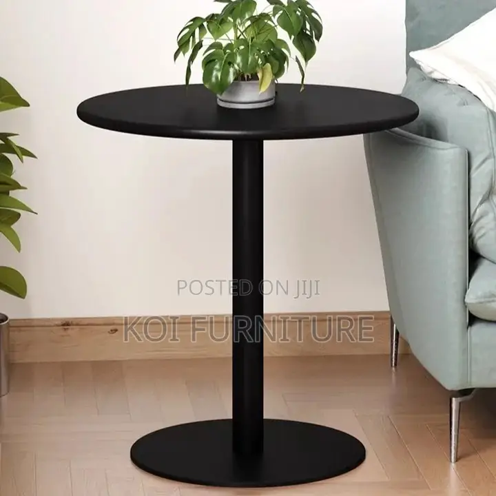 Coffee Table; Black Height Adjustable Home Office Round Coffee Table