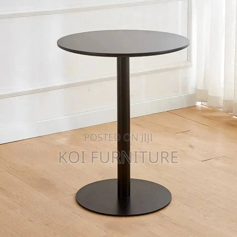 Coffee Table; Black Height Adjustable Home Office Round Coffee Table