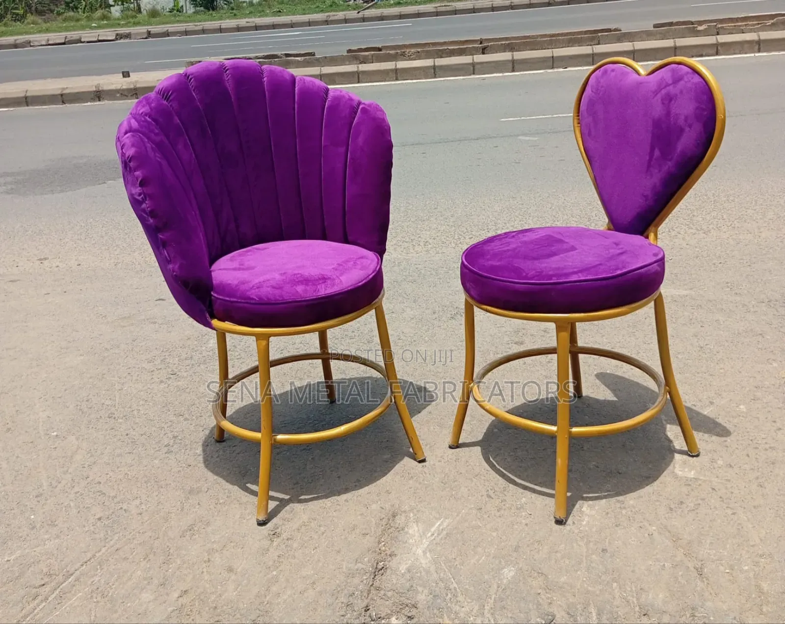 Salon Client Chairs With Gold Powder-Coated Finish