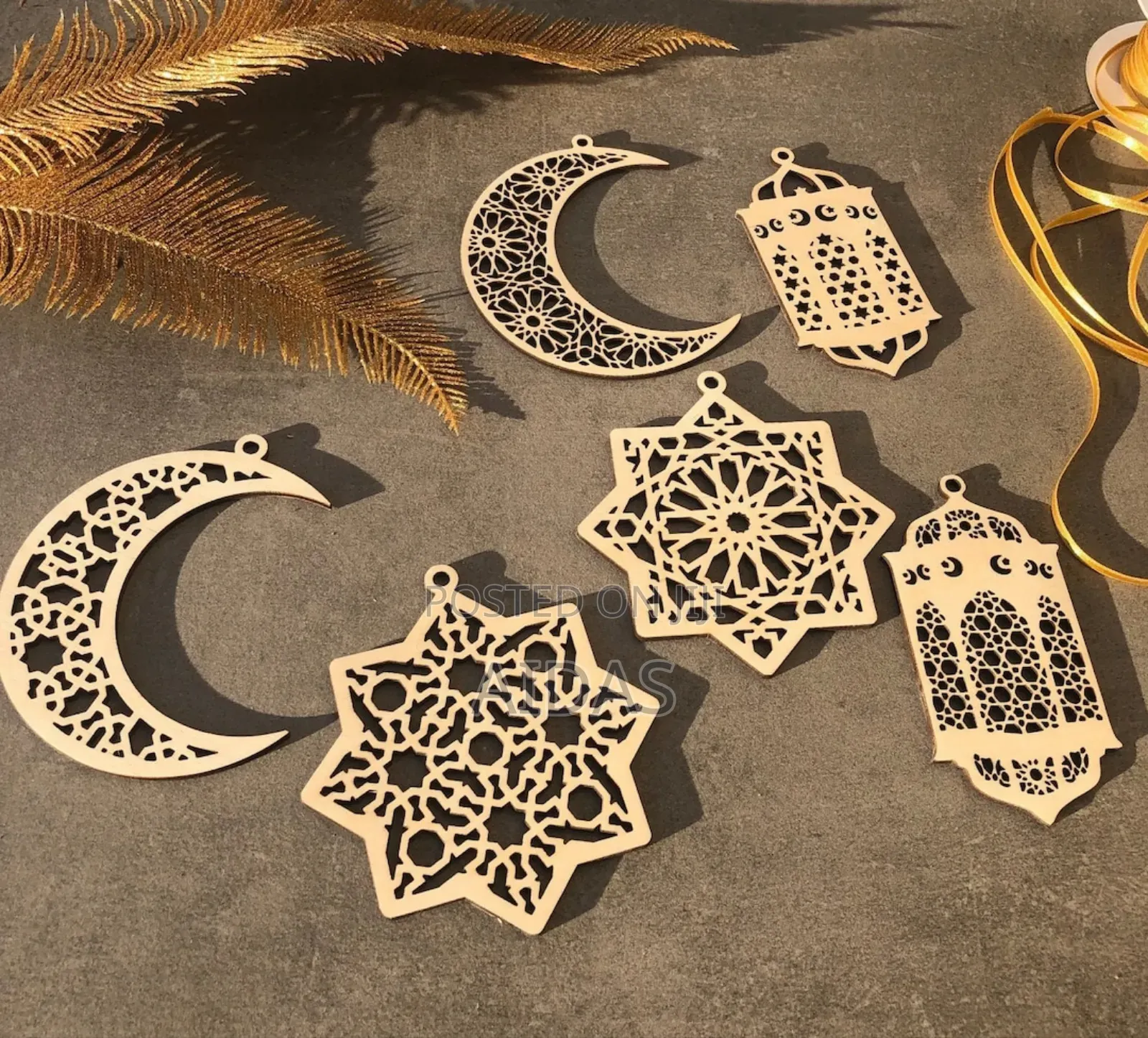 Set of 6 Ramadan Decorations – Ramadan Kareem Eid Wooden Decor Set
