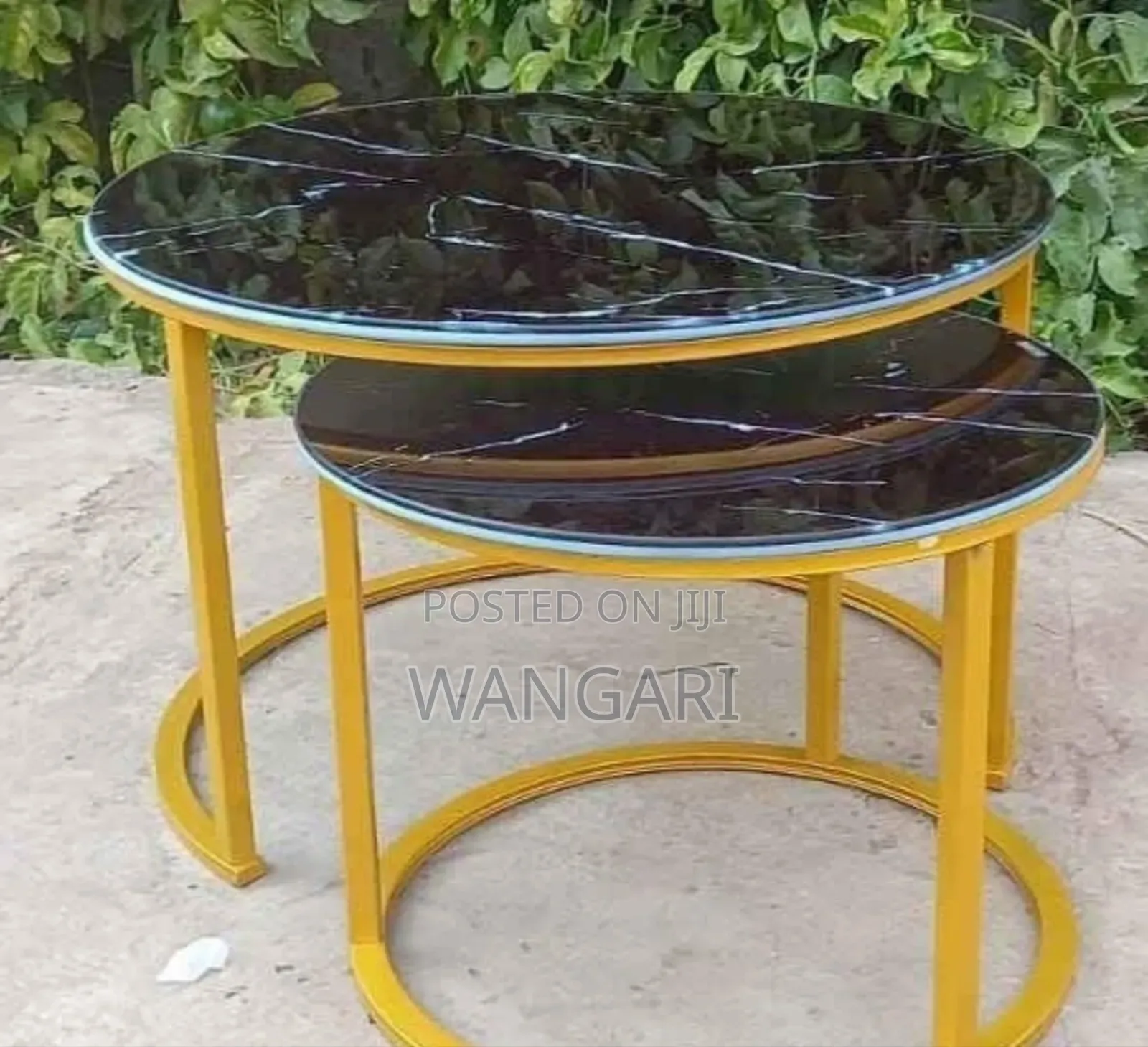 Marble Nesting Coffee Table (Glass Effect) Black
