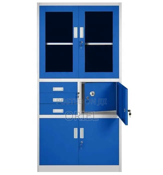 Office Cabinet: Industrial Blue Steel Office Storage Locker With Safe