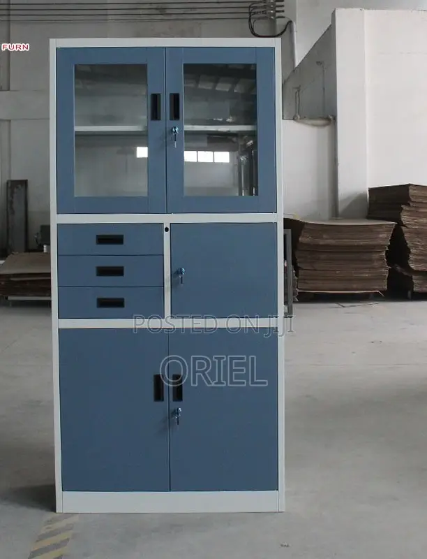 Office Cabinet: Industrial Blue Steel Office Storage Locker With Safe