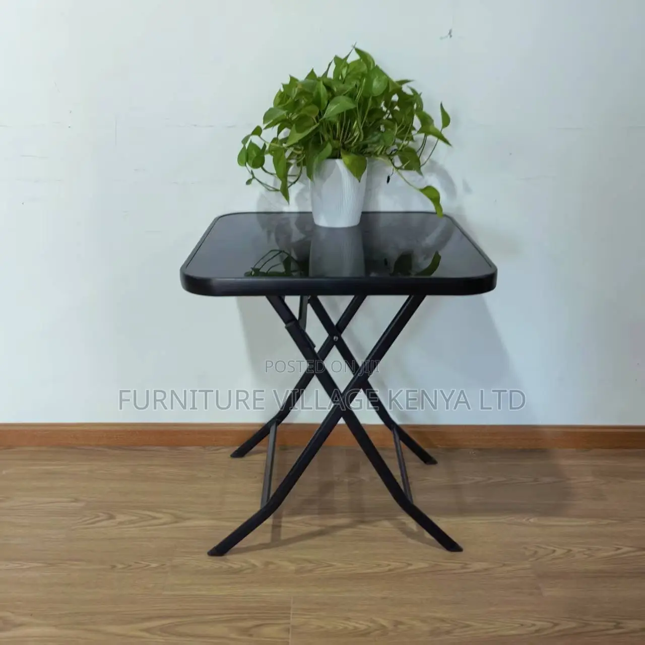 Foldable Table;Black Square Glass Foldable And Portable Dining Table