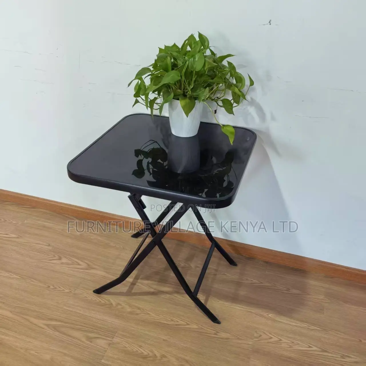 Foldable Table;Black Square Glass Foldable And Portable Dining Table