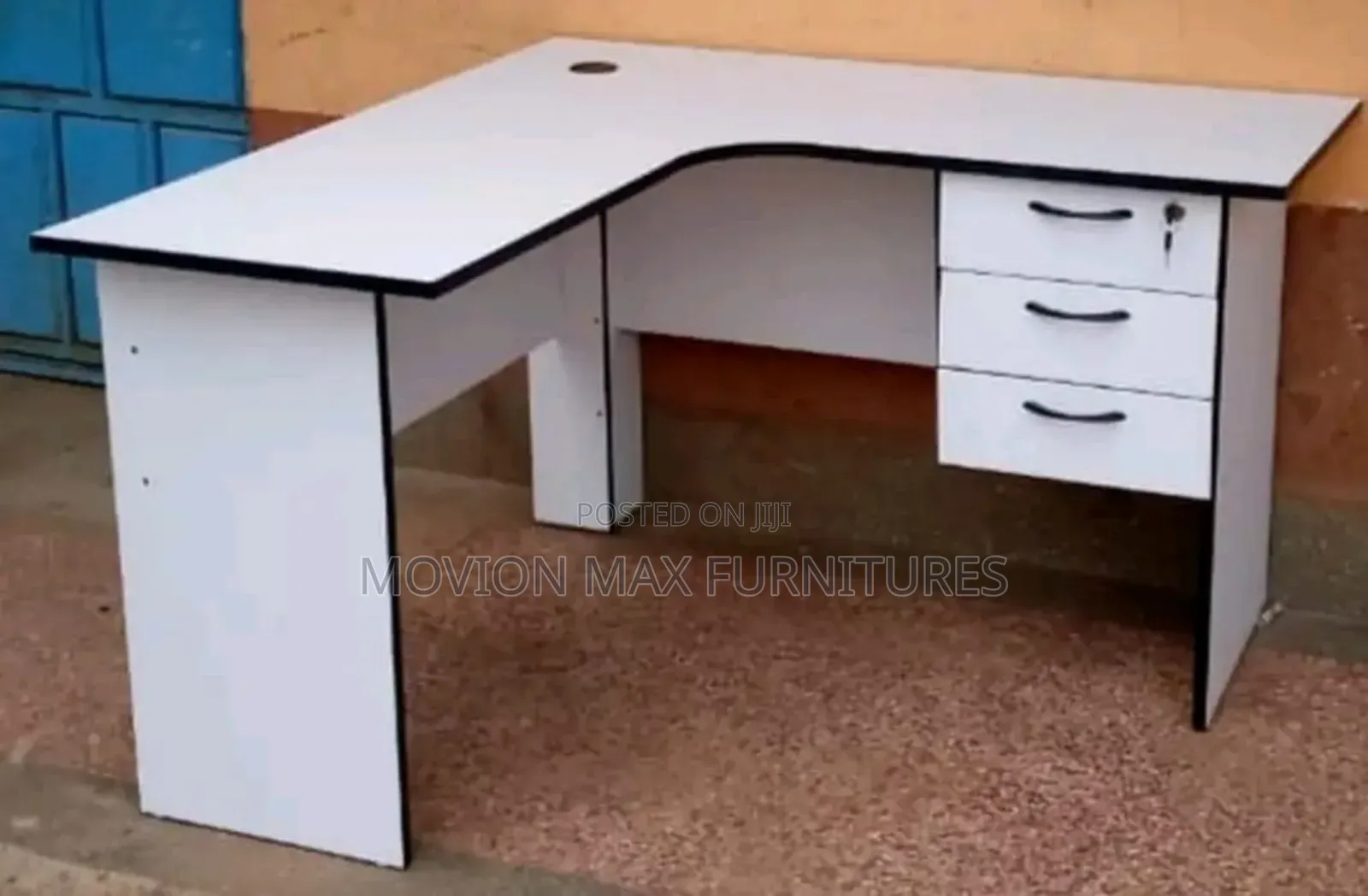 White Black Lshape Office Desk Office