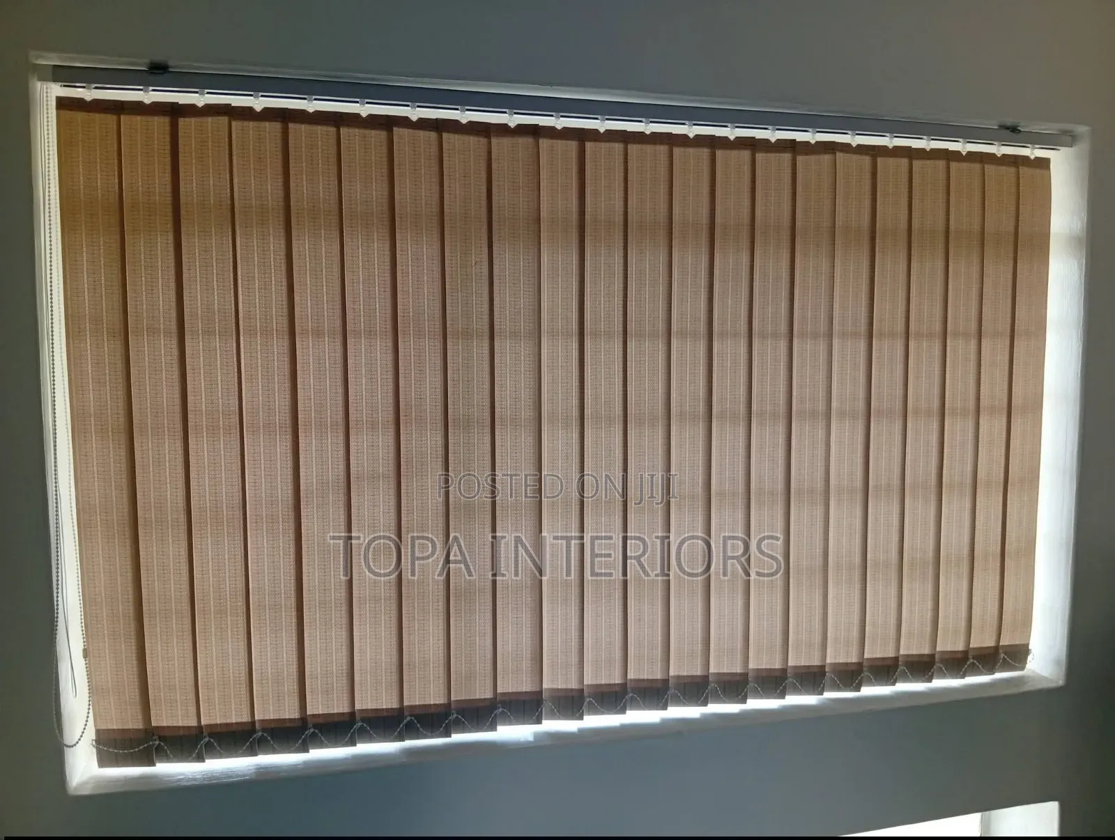 Light Brown Well Fitted Vertical Office Curtain Blinds