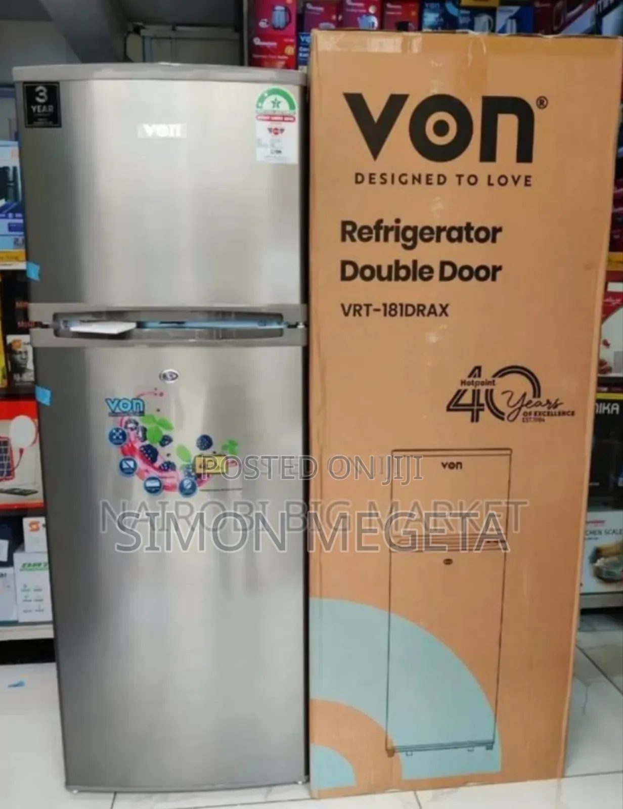 181litres Von Double Door Refrigerator