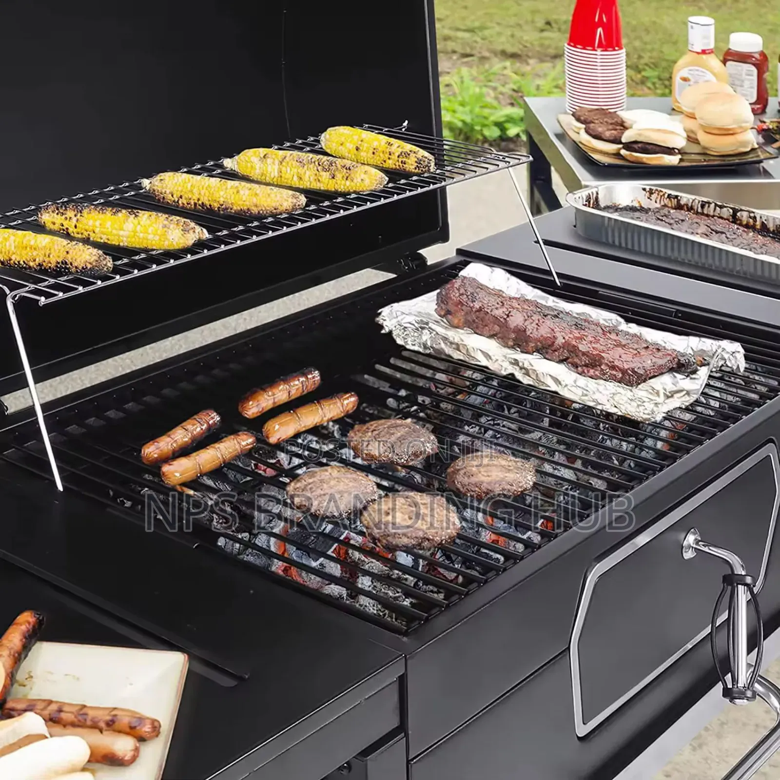 Barbeque Grill Outdoor Large Charcoal Trolley Hp