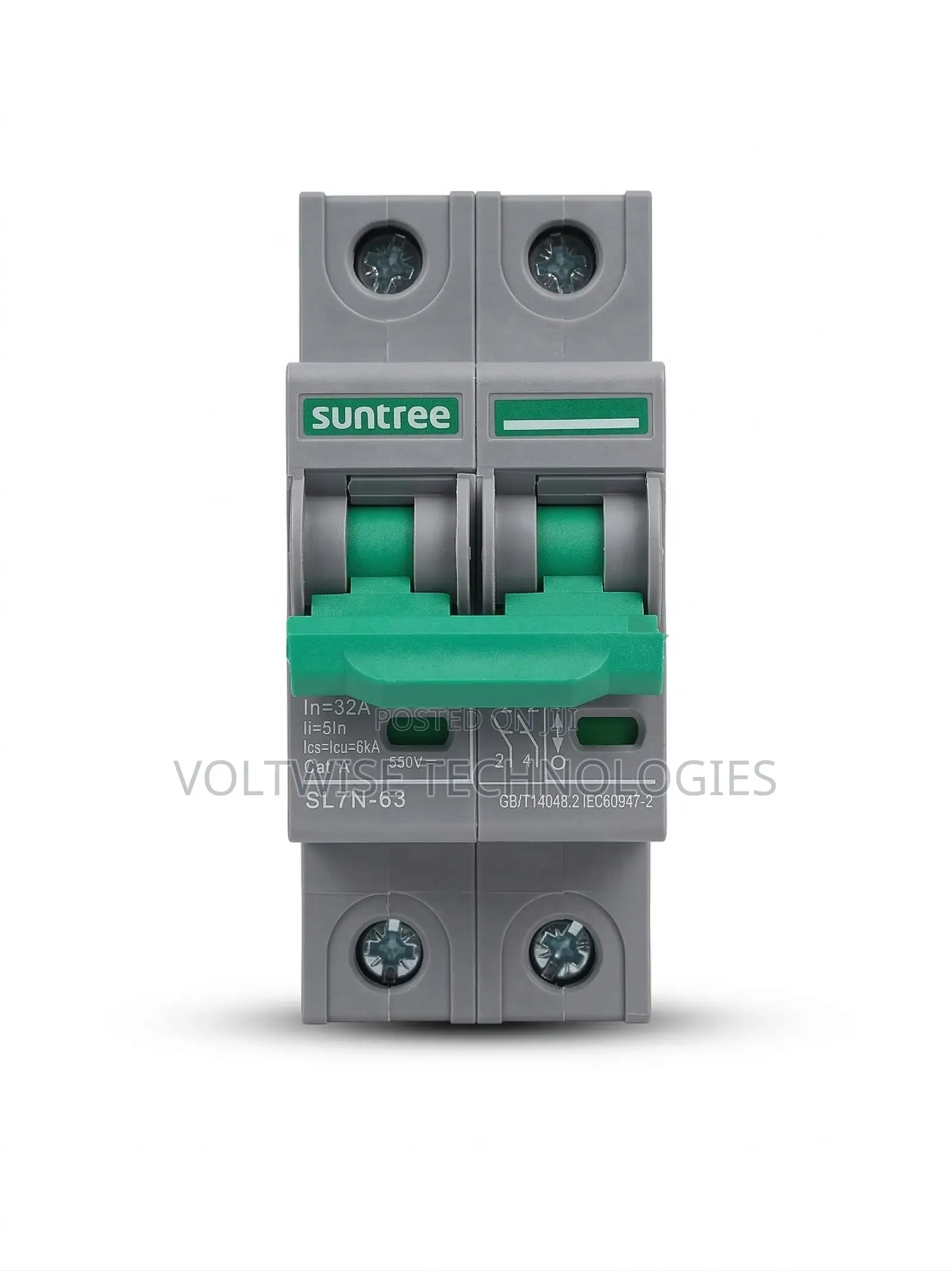 Suntree 550v Dc 20a 2-Pole Miniature Circuit Breaker (Mcb) - Sl7n-63