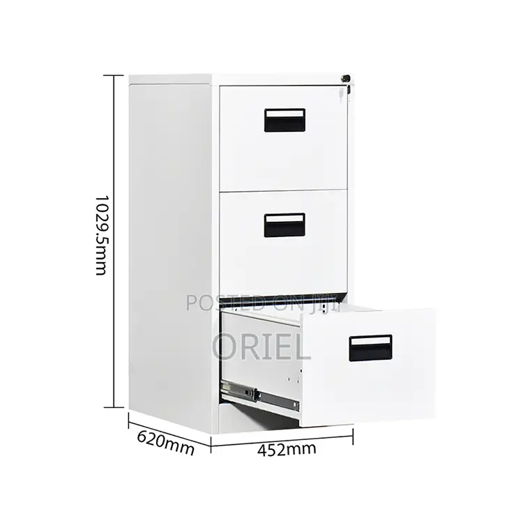 Office Cabinet : 3-Drawer Vertical Office Stainless Steel Cabinet
