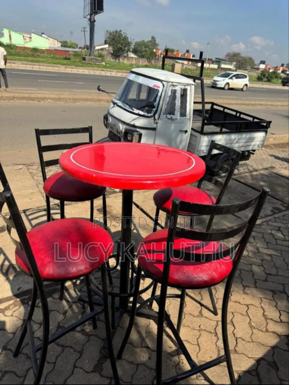 Red Flat Chairs With Marble Top