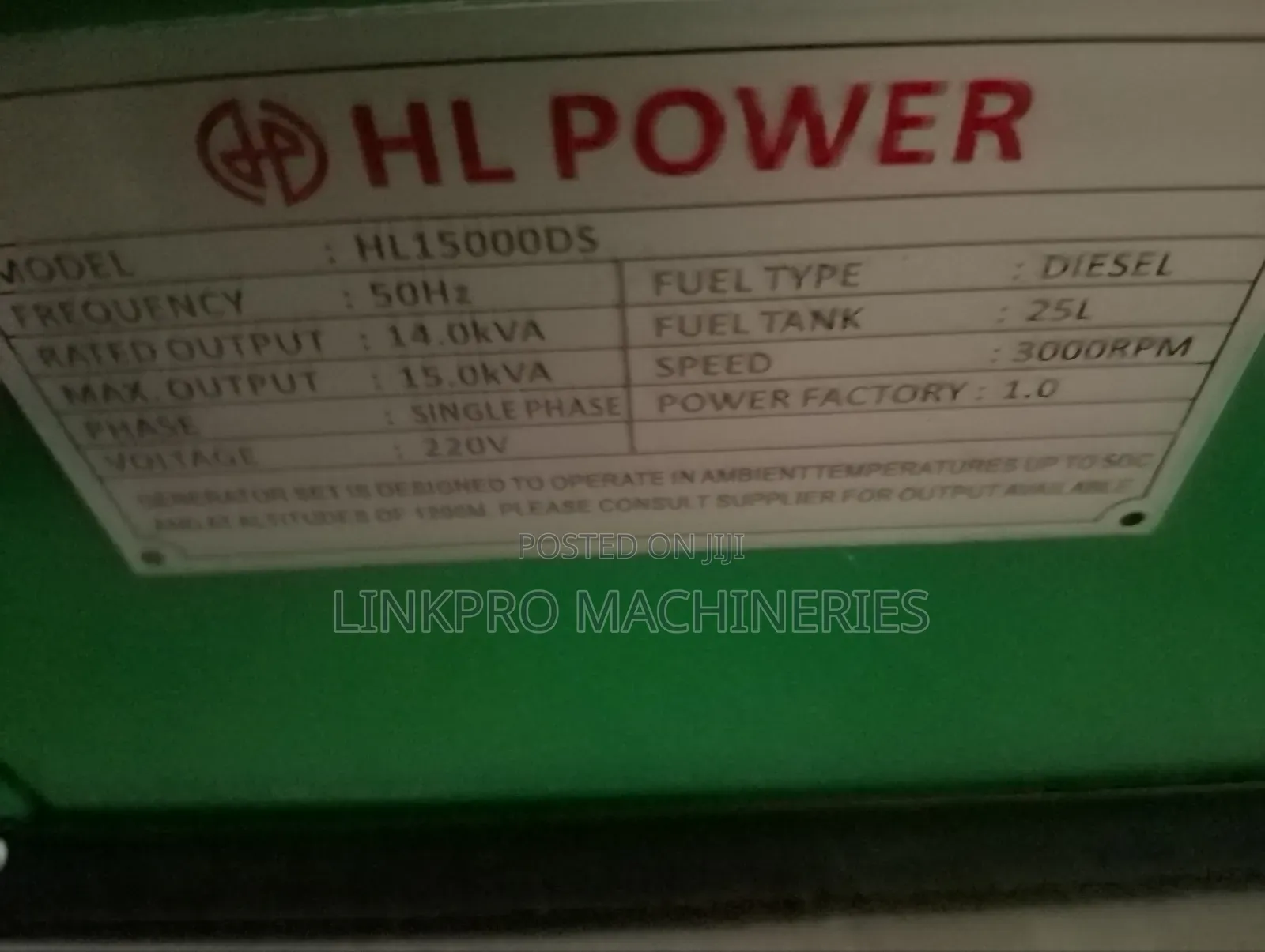 15kva Hl Power Single Phase Diesel Generator