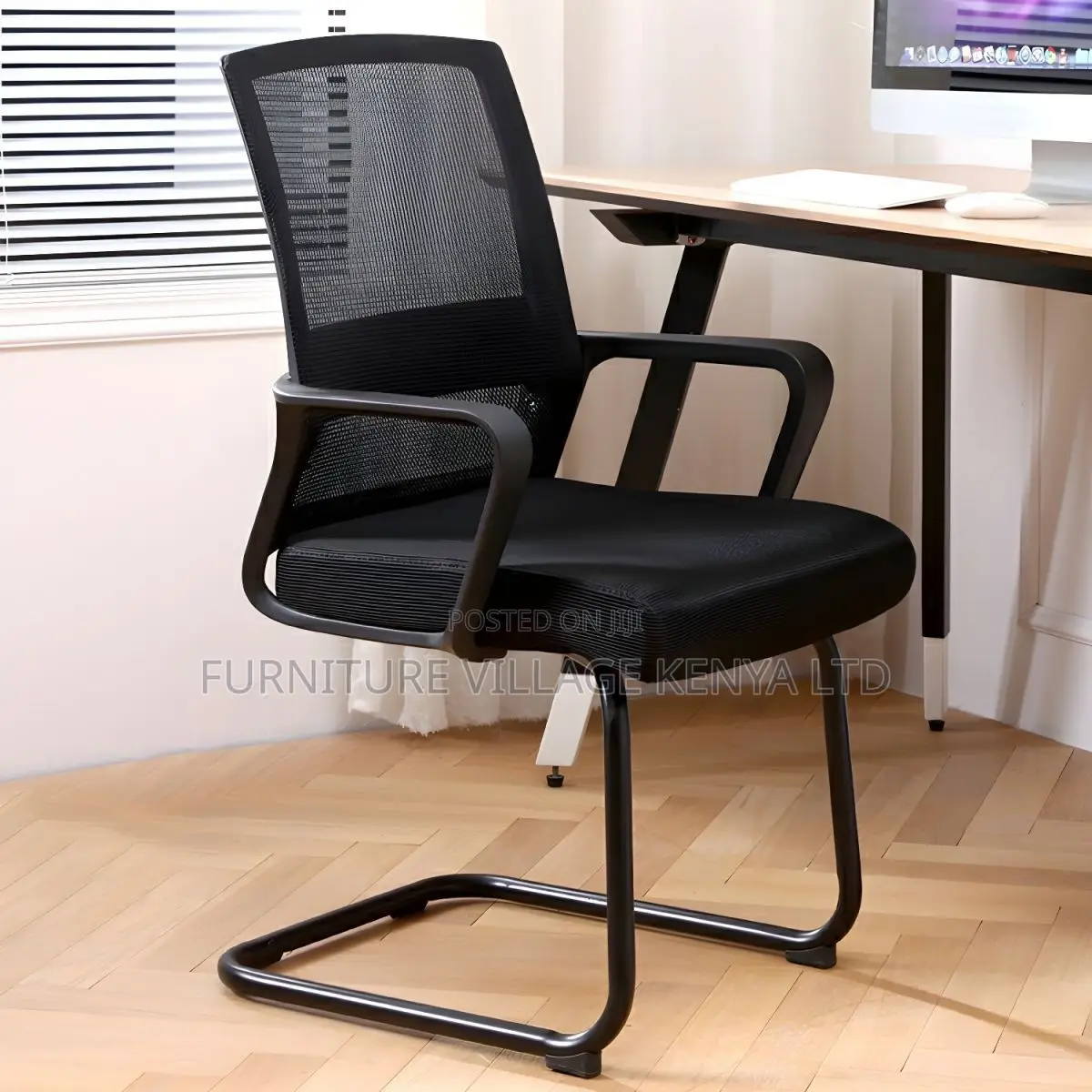 Office Chair; Black Chrome Boardroom Office Chair