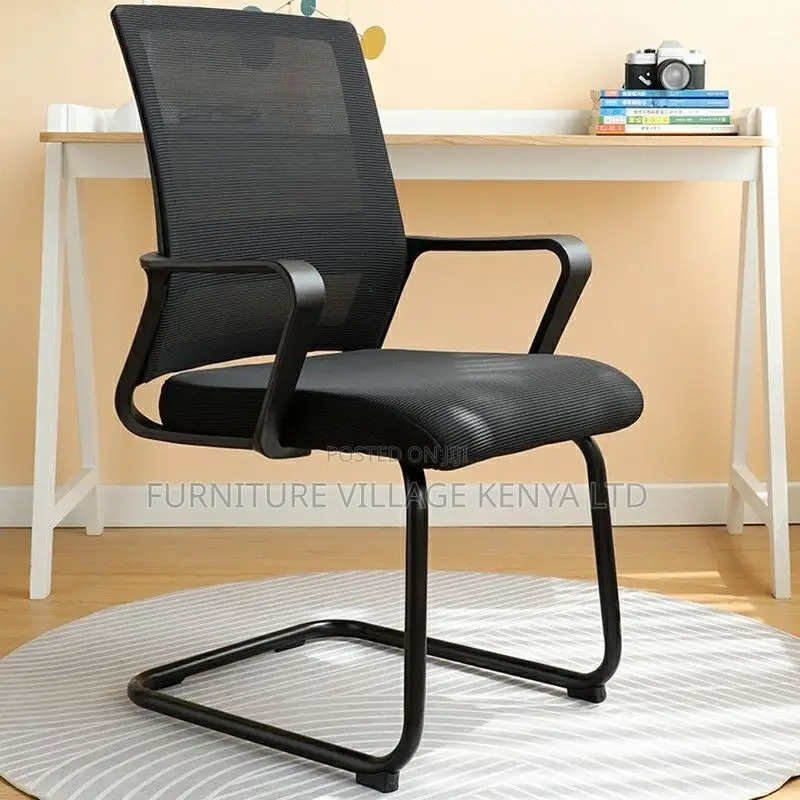Office Chair; Black Chrome Boardroom Office Chair