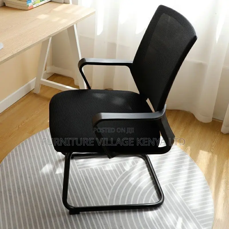 Office Chair; Black Chrome Boardroom Office Chair