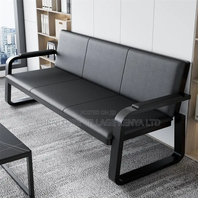 Office Sofa; 5-seater Black Reception Office Sofa