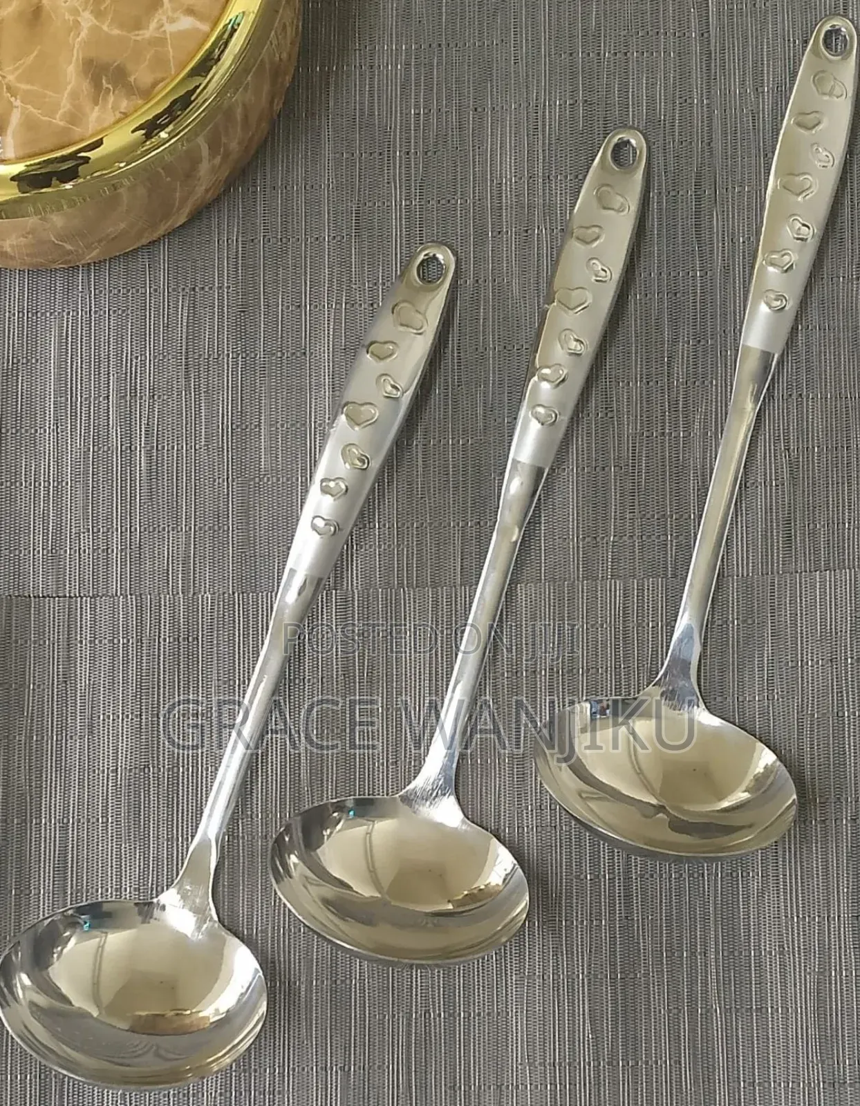 *Love Handle Stainless Steel Silver Serving Spoon*