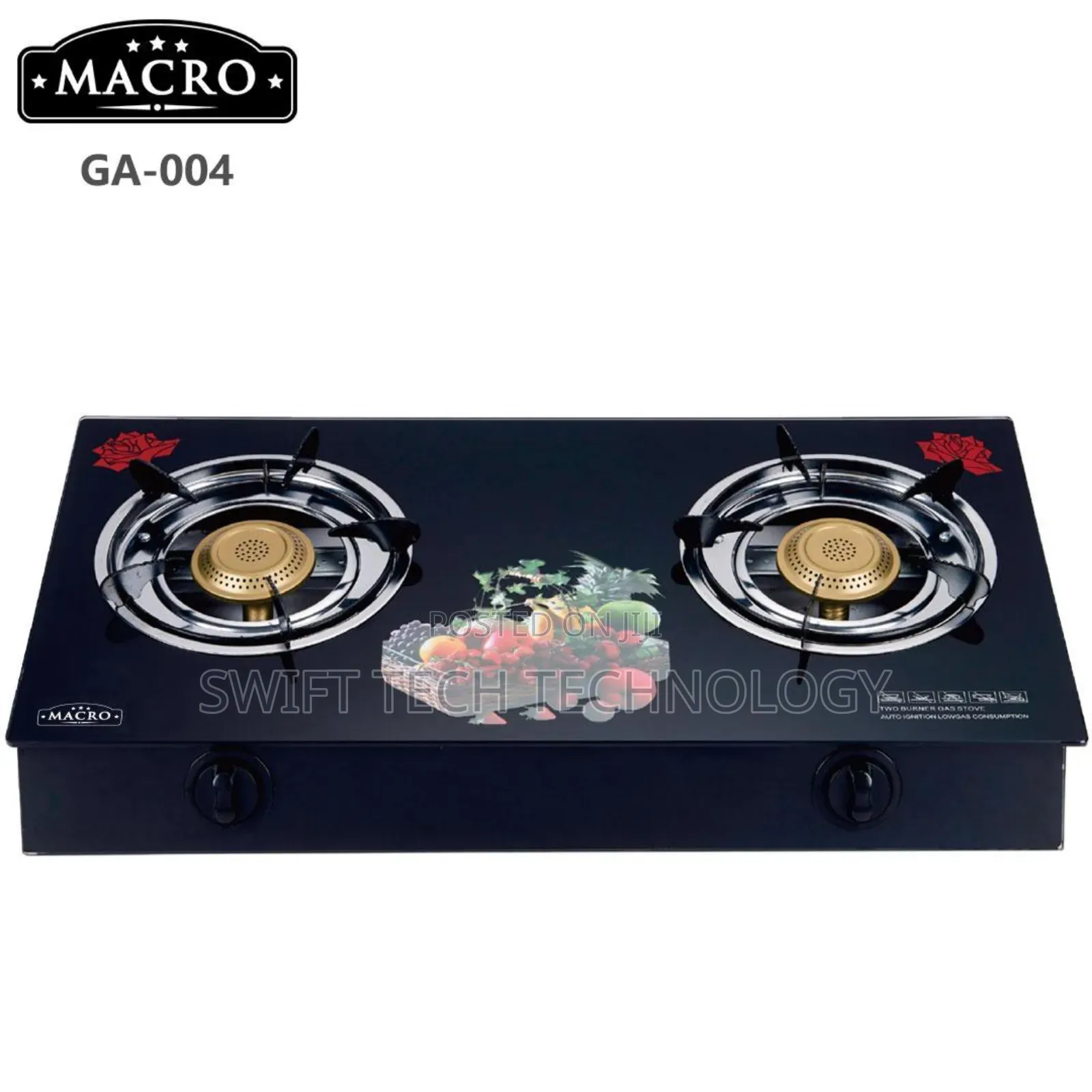 Table Top Cooker 2 Burner Macro Glass Tampered