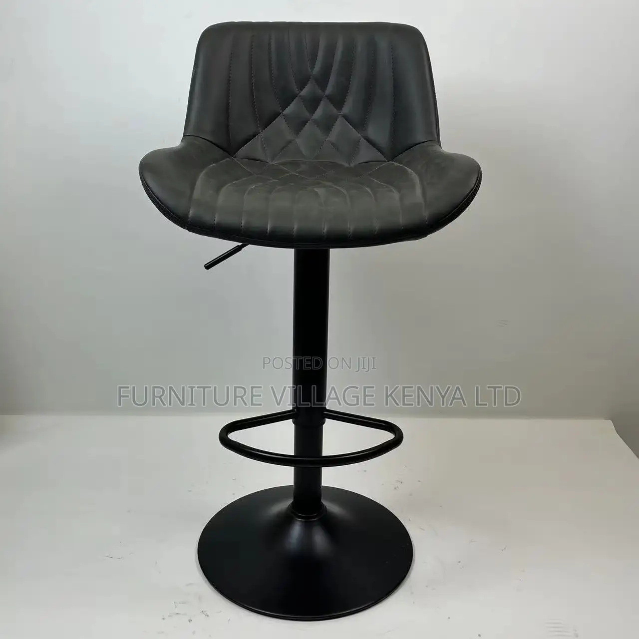Barstool; Black Height Adjustable Office Barstool