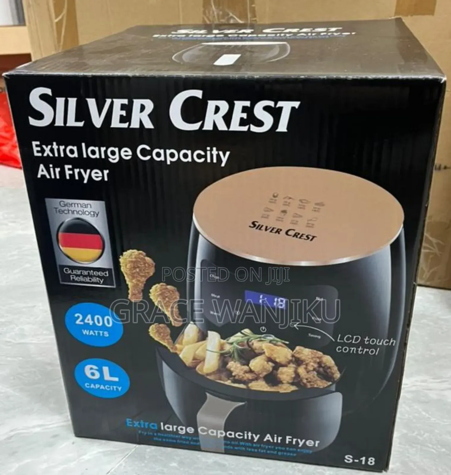 Durable Silvercrest Air Frier 6 Litres 2400 Watts With Mettallic Oven