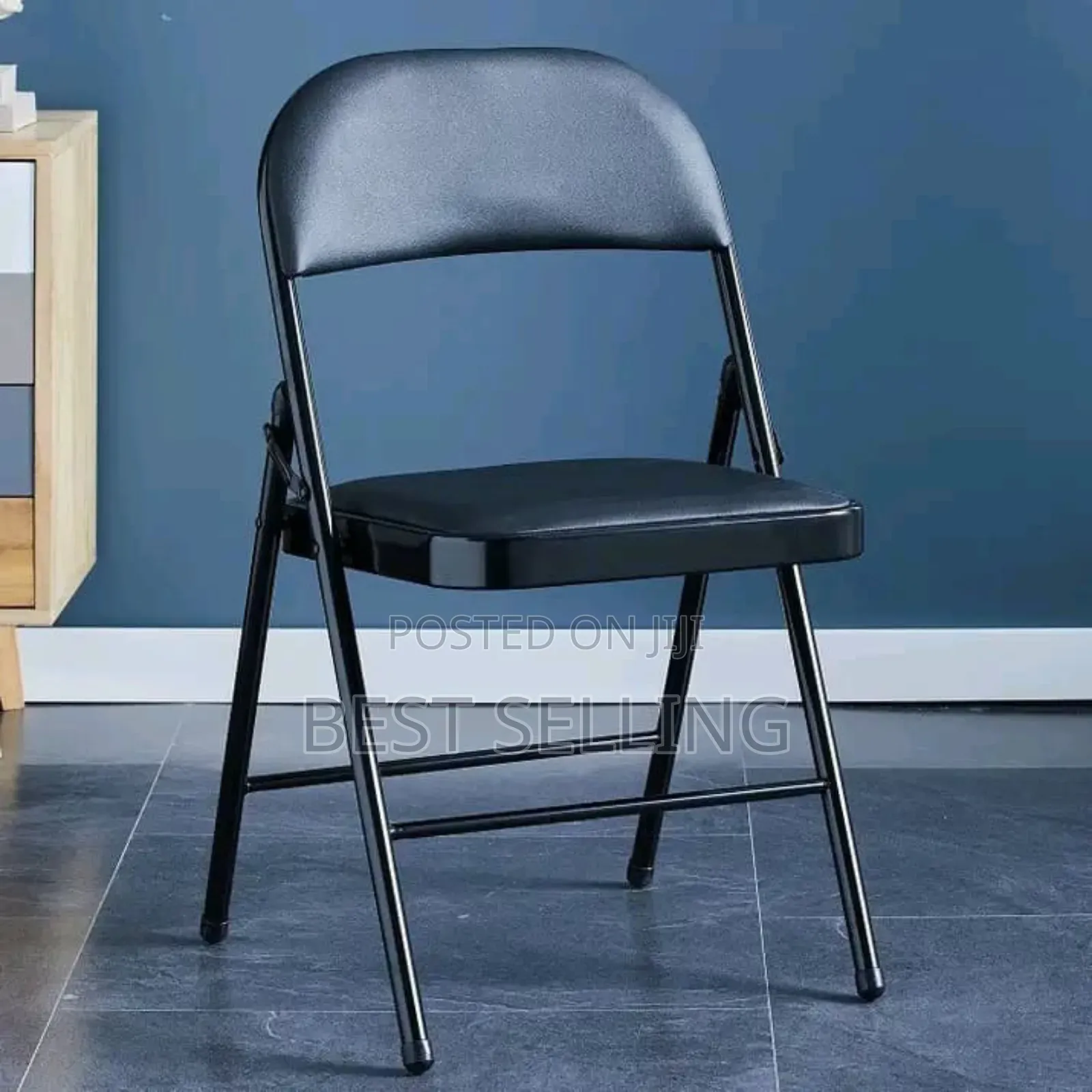Black Leathered Office Folderable Chairs