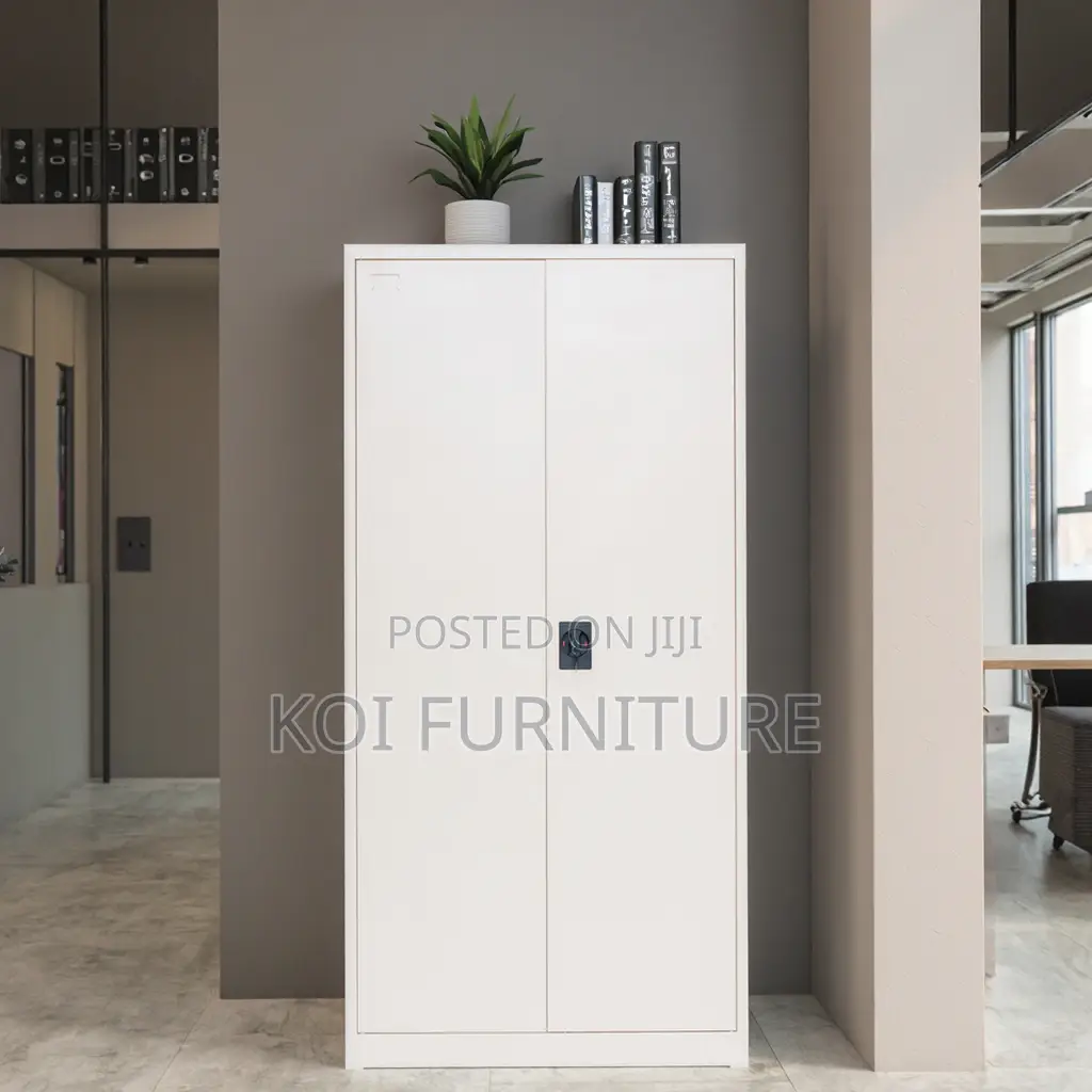 Office Cabinet : White Steel Storage Cabinet – 2 Door