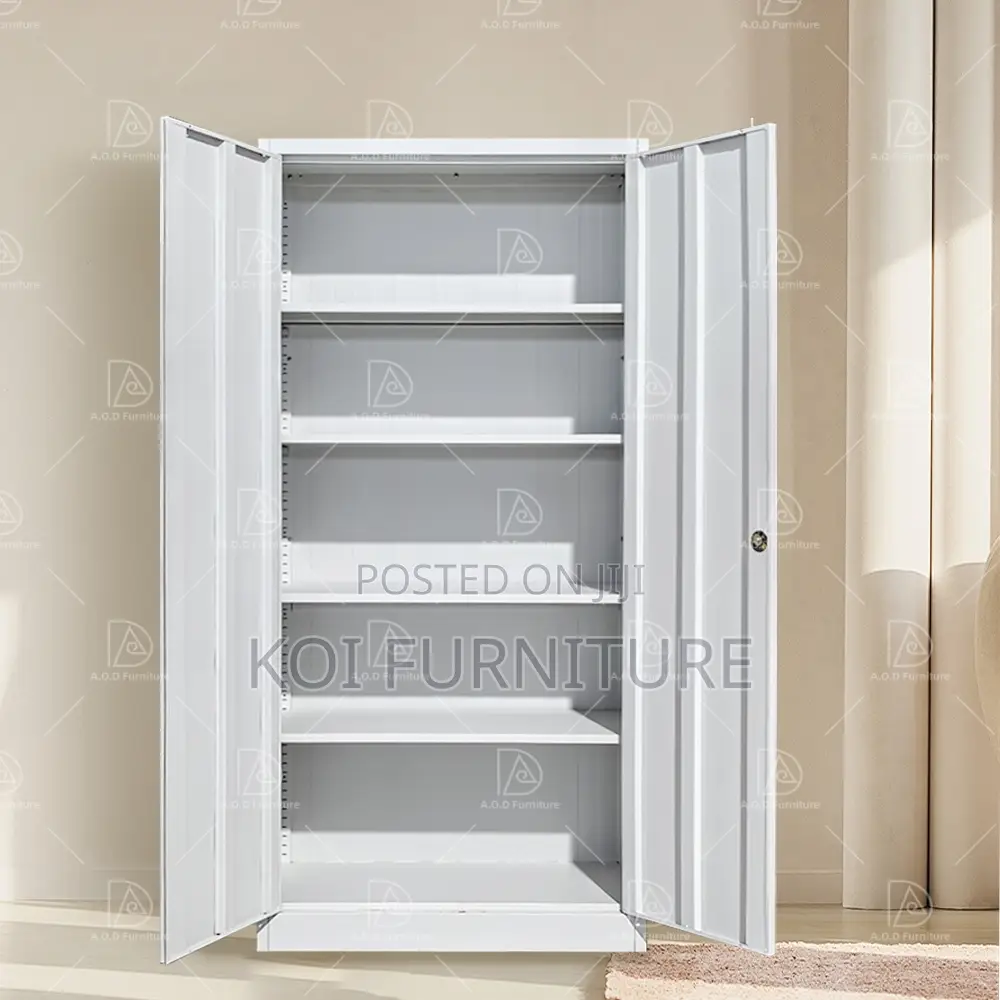 Office Cabinet : White Steel Storage Cabinet – 2 Door