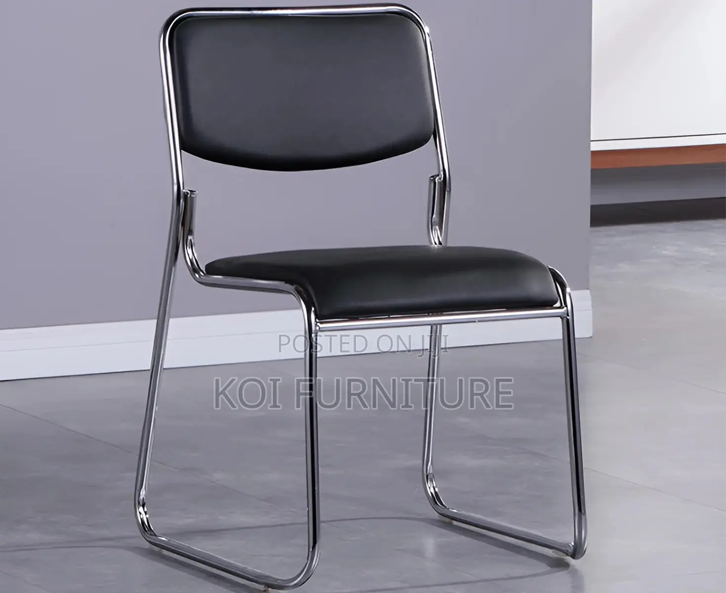 Office Chair : Chrome Visitor's Leather Office Seat
