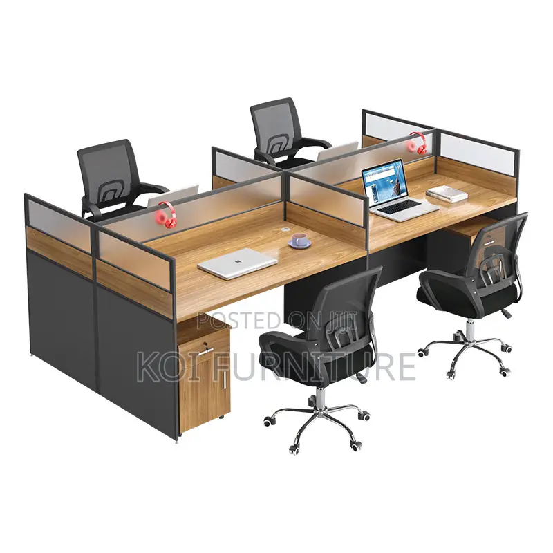 Office Desk : 4-Way Work Station. New Imported Workspace With Glass