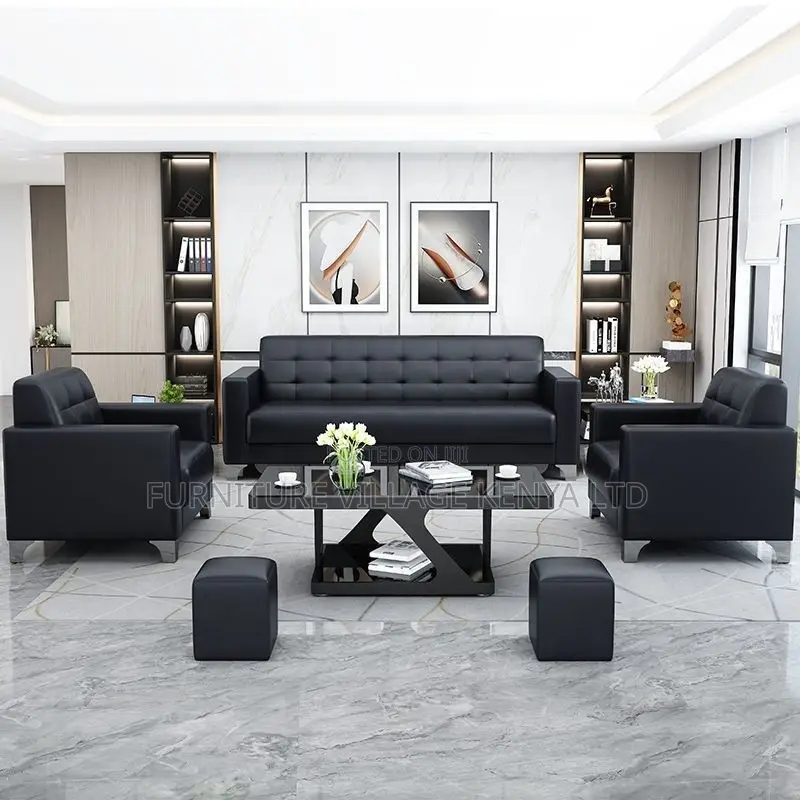 Office Sofa; 5-seater Office Leather Sofa Set