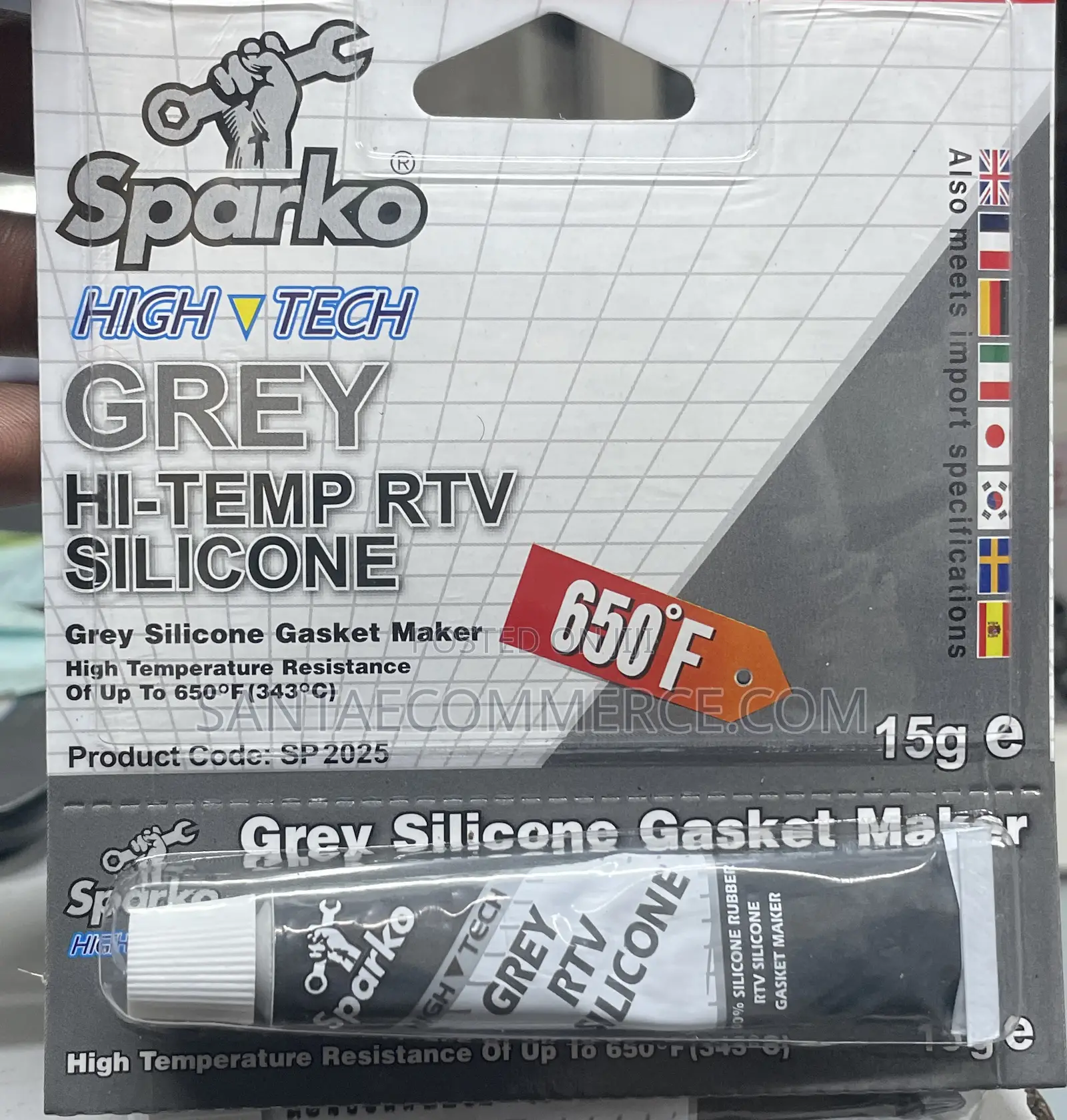 Sparko High Tech Grey Hi Temp Rtv Silicone Gasket Maker