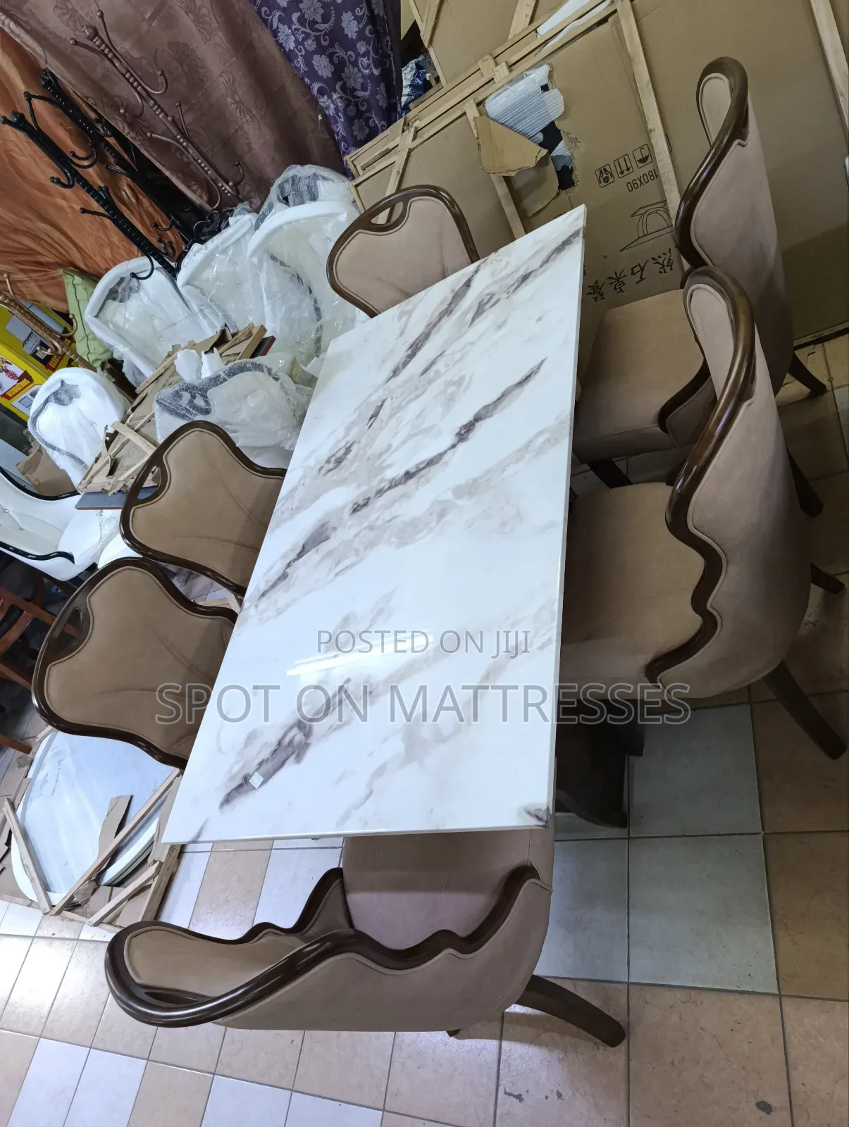 Classic 6-seater Dining Set With Marble Top Table + Free Delivery!!!