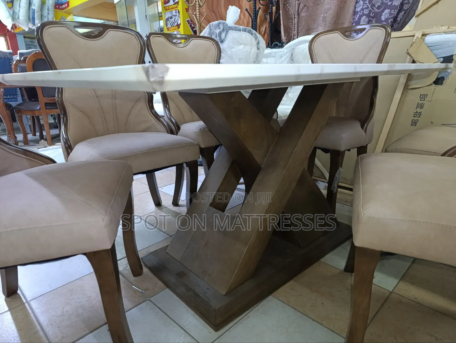 Classic 6-seater Dining Set With Marble Top Table + Free Delivery!!!