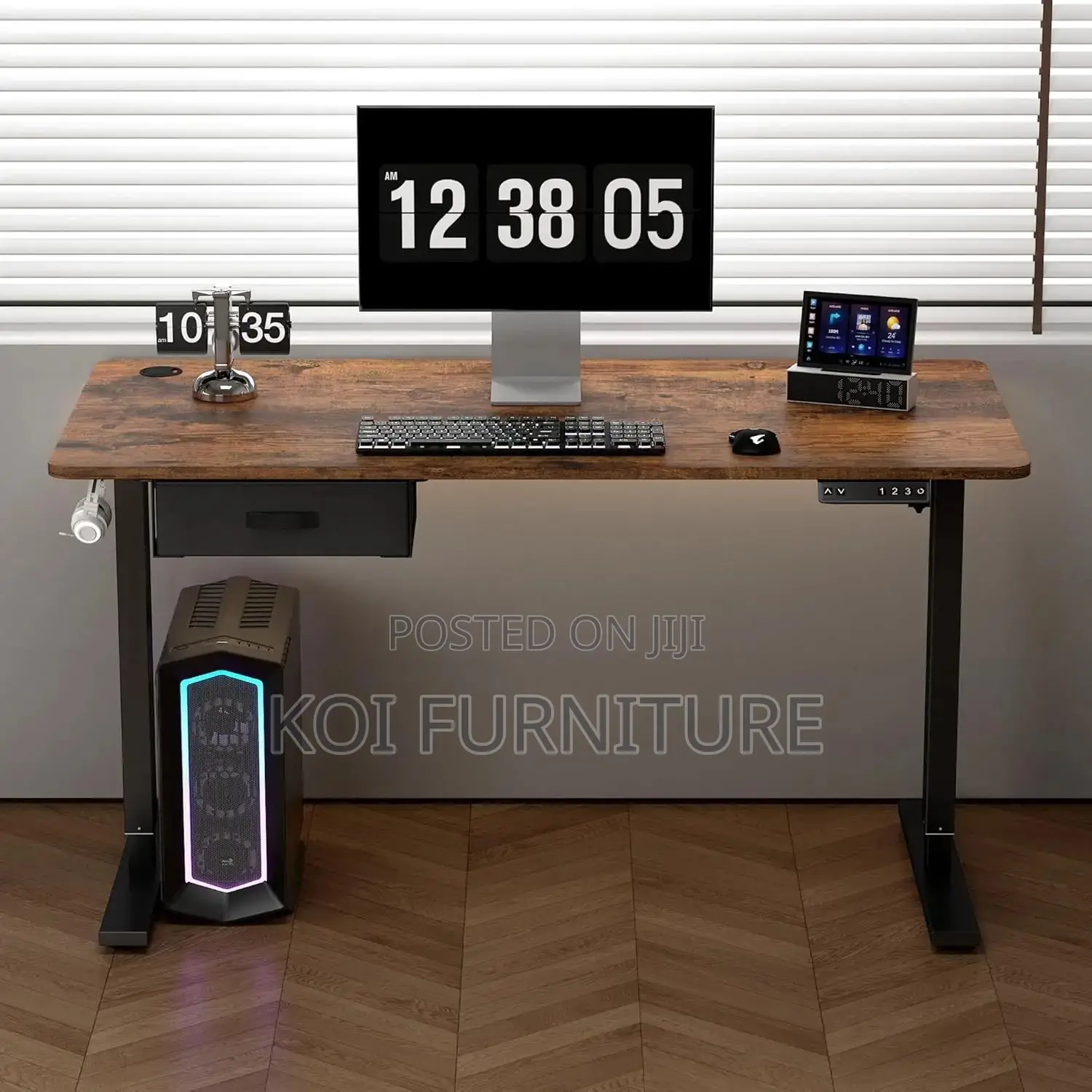 Office Desk; 1.4m Electric Adjustable Home Office Computer Desk