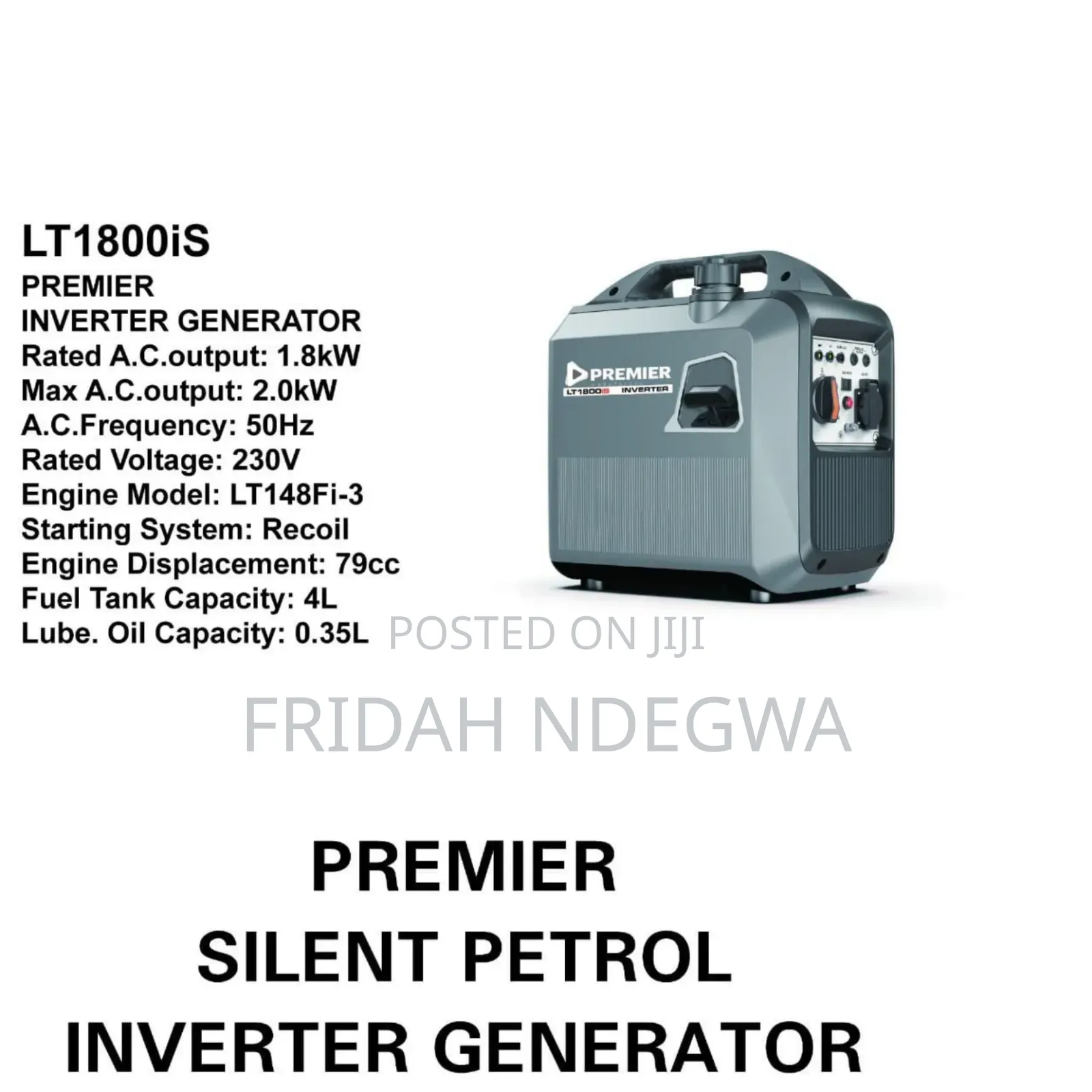 Premier Silent Petrol Inverter Generator Lt1800is