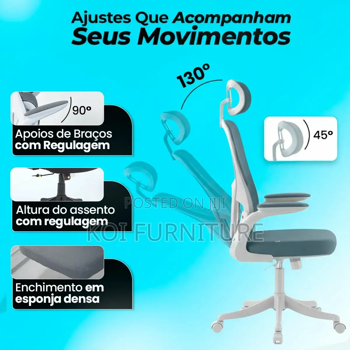 Office Chair; Ergonomic High Back Fabric Executive Office Seat