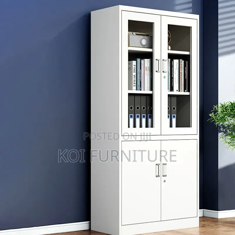 Office Cabinet; White Steel Office Storage Cabinet With Clear View