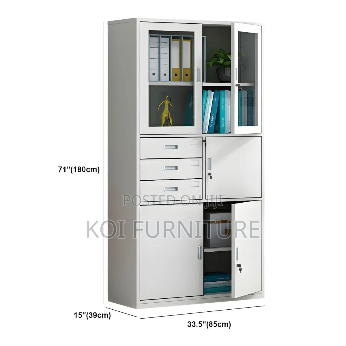Office Cabinet; White Steel Office Storage Cabinet With Clear View