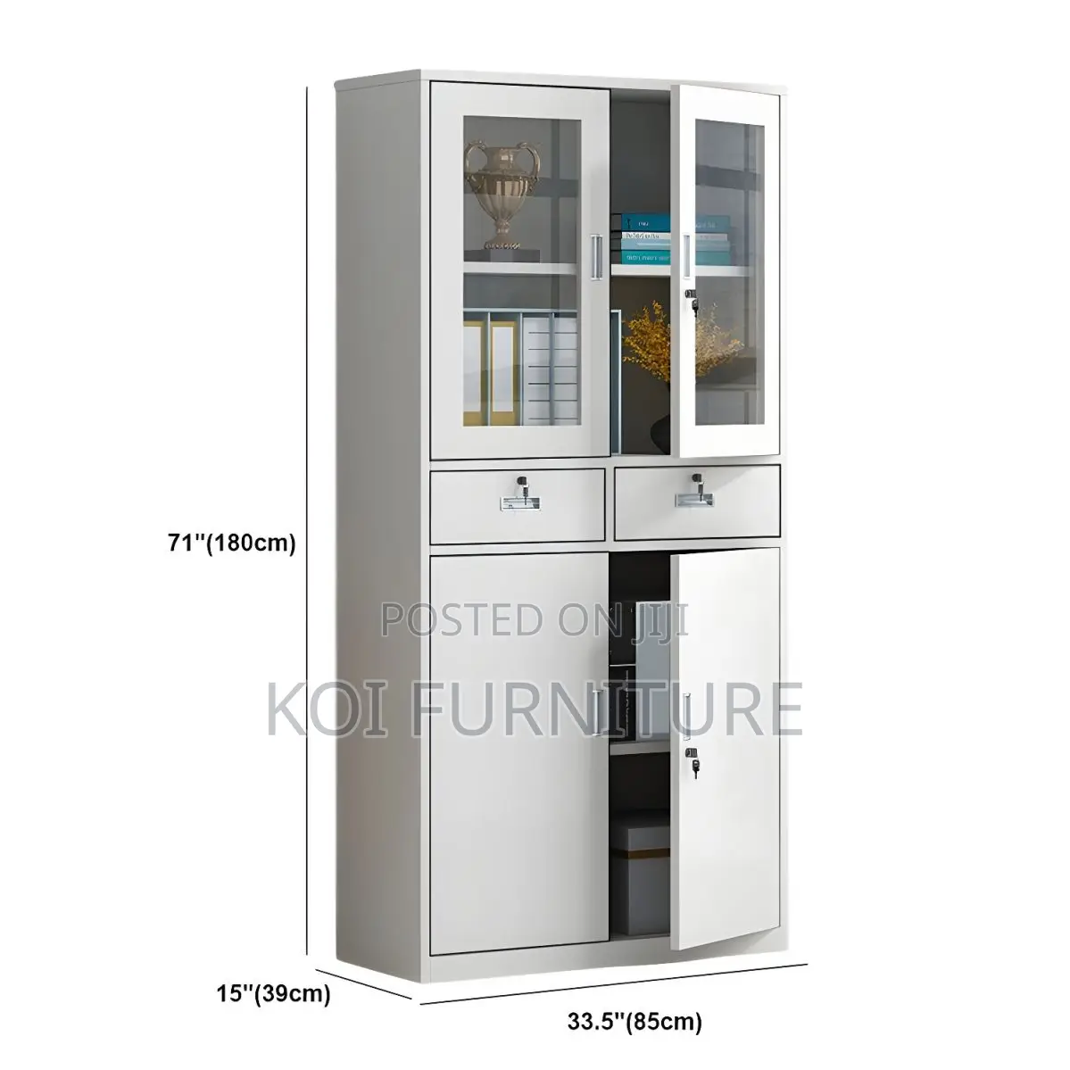 Office Cabinet; White Steel Office Storage Cabinet With Clear View
