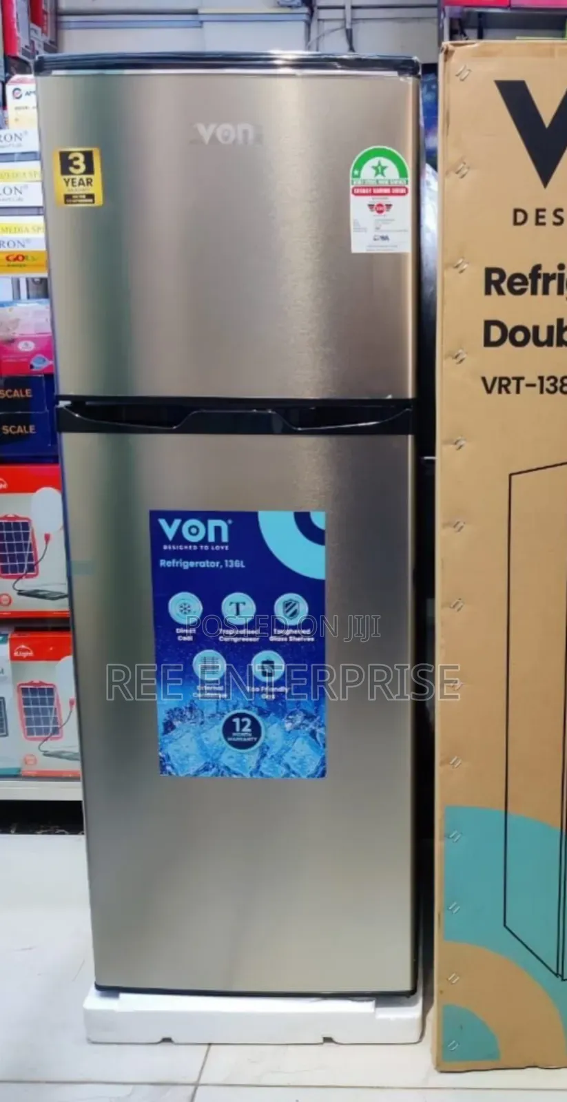 Double Door  Von 138 Litres Refrigerator