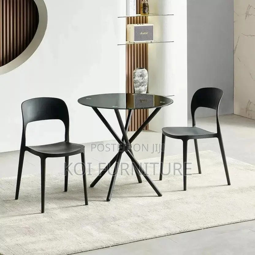 Coffee Table; Round Black Home Dining Coffee Table