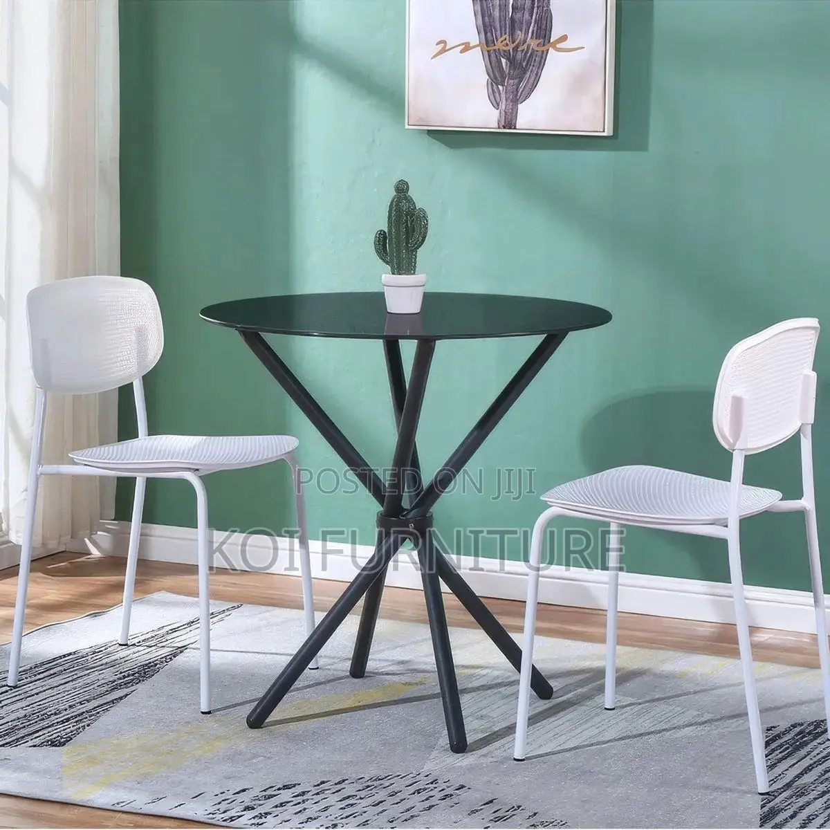 Coffee Table; Round Black Home Dining Coffee Table