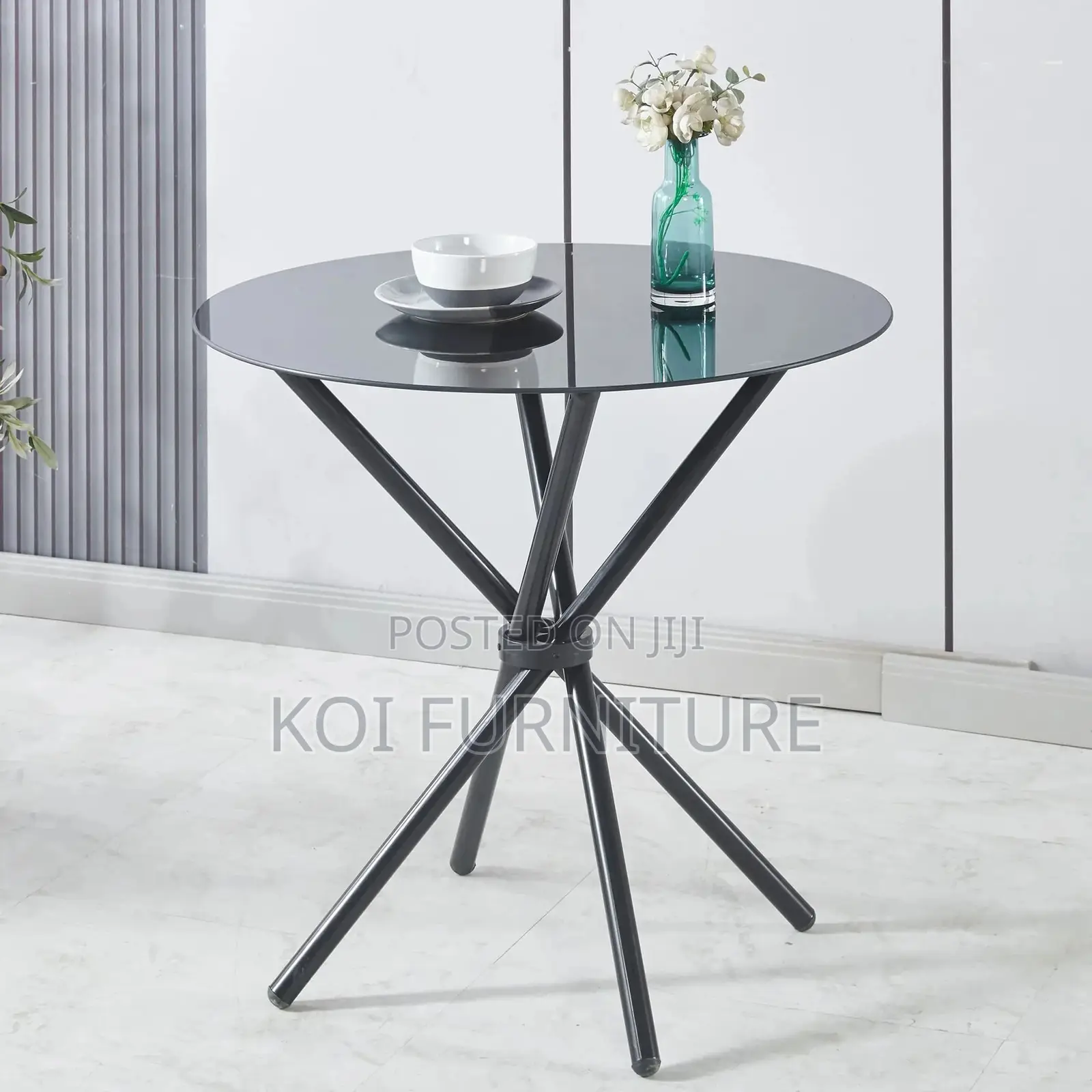 Coffee Table; Round Black Home Dining Coffee Table