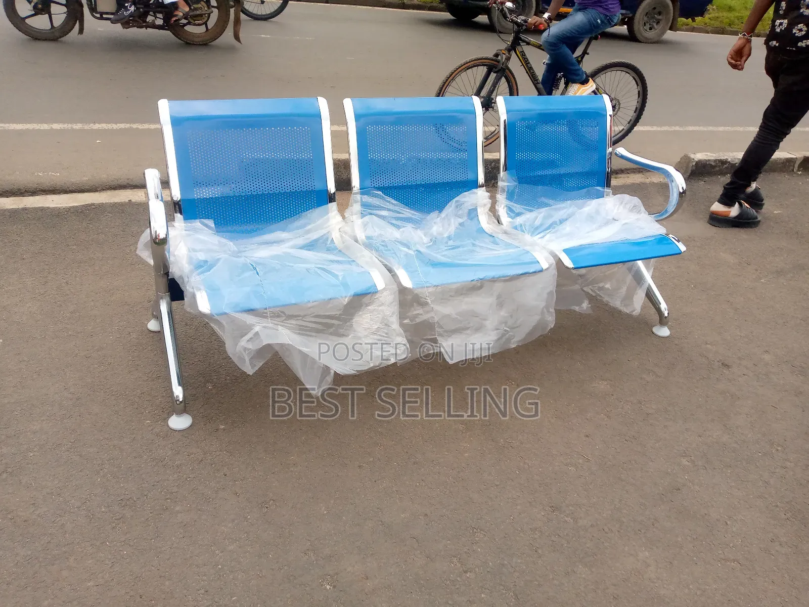Blue Unpadded Waiting/Links Chairs